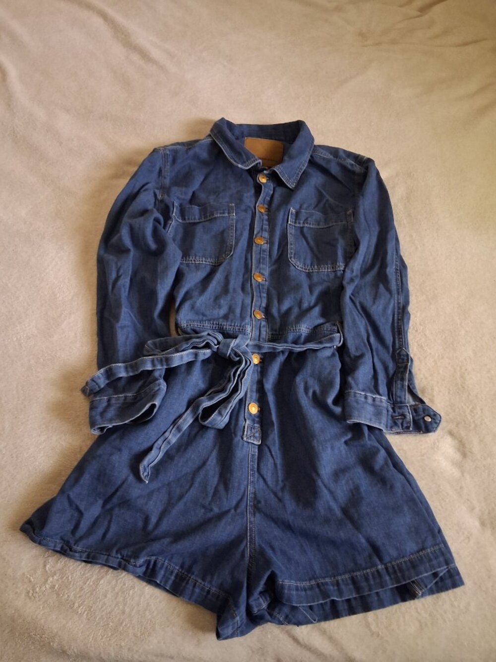 American Eagle Women's Size XXL Denim Button Down Long Sleeve Romper - Picture 4 of 16